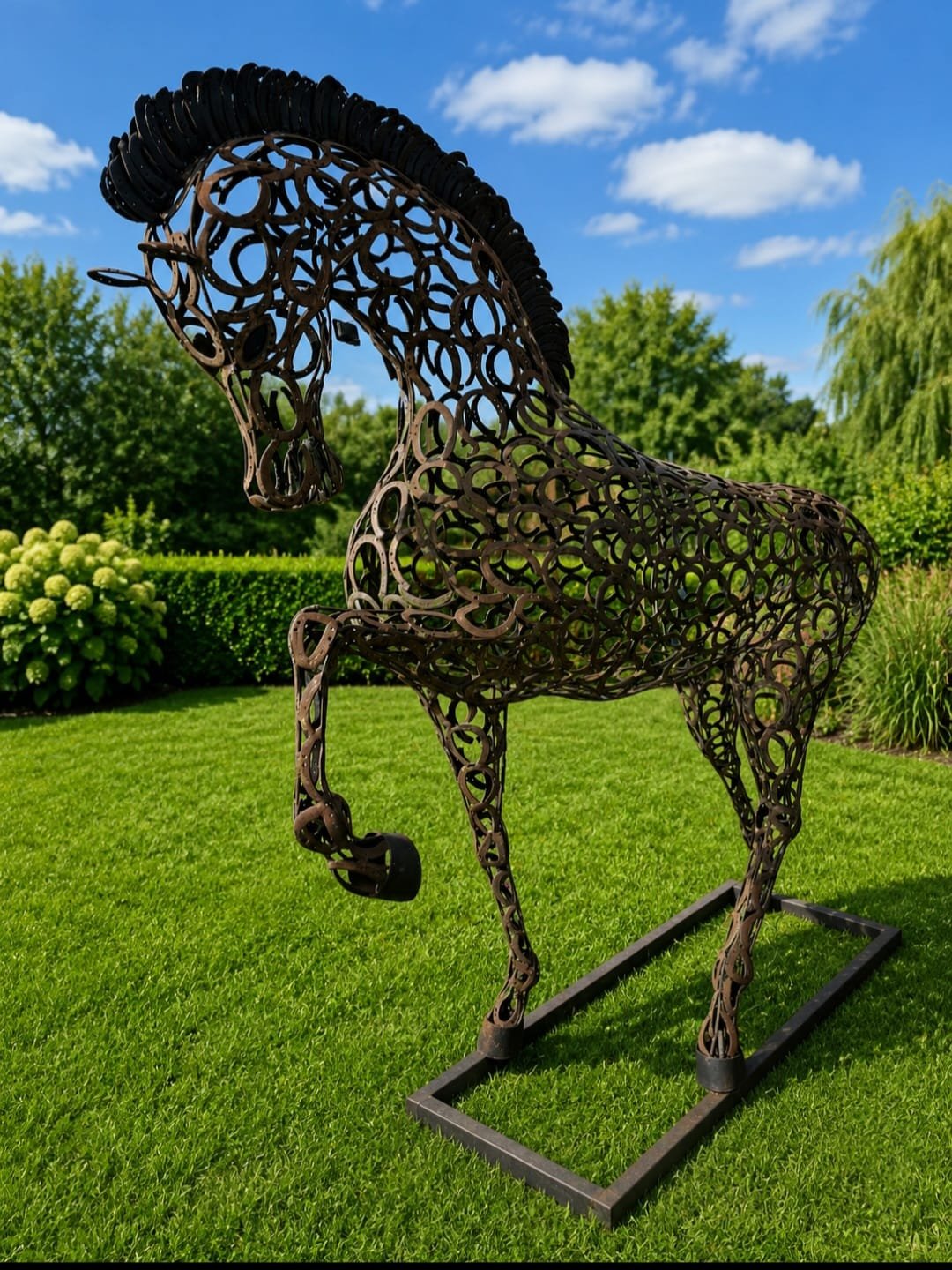 Décoration artisanale en fer forgé représentant un cheval